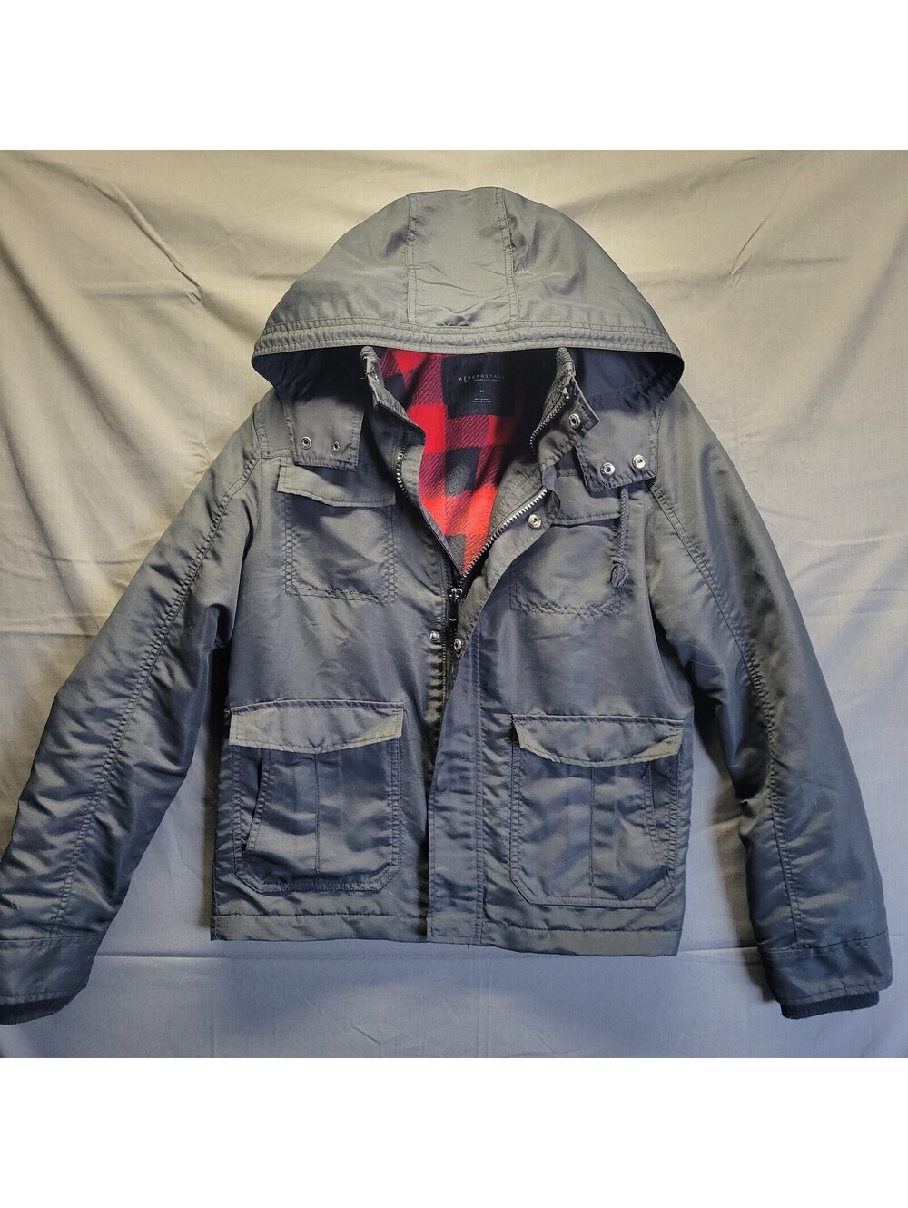 Aeropostale Black Women's Flannel Lined Winter Jacket Sz Small